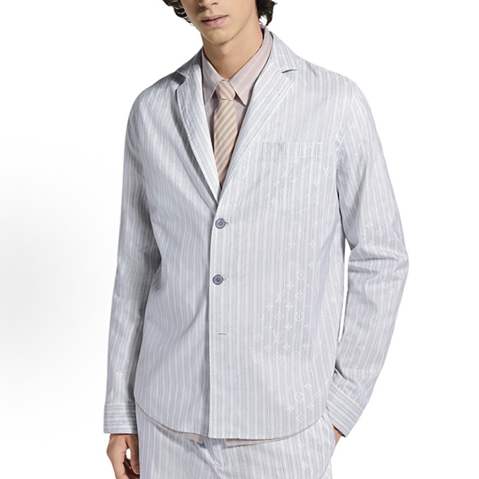louis vuitton monogram jacquard striped pajama collar long sleeve shirt
